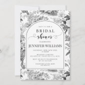 Zwart wit Chinoiserie Bruidsdouche Uitnodiging (Voorkant)