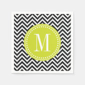 Zwart & Wit Chique Aztec Chevron Monogram Servet (Voorkant)