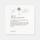 Zwart-wit Chique Palm Tree Fun Facts Bruiloft Servet (Voorkant)