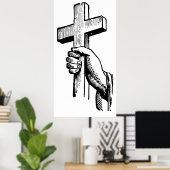  zwart-wit Christelijk paaskruis Poster (Thuiskantoor)