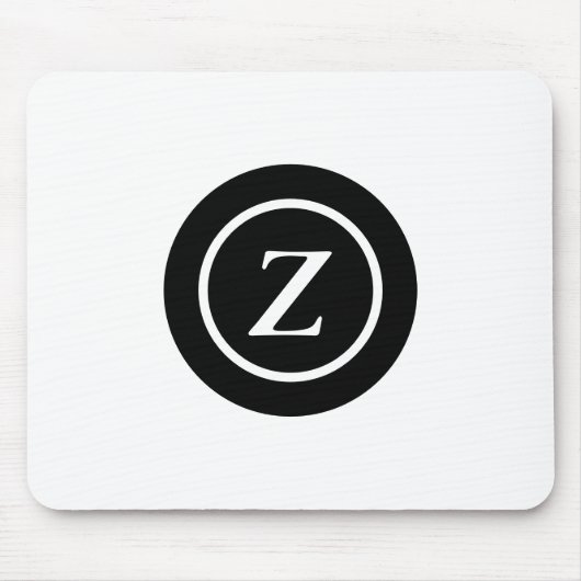 Zwart-wit cirkel custom initiaal muismat (Voorkant)