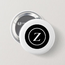 Zwart-wit cirkel custom initiaal ronde button 5,7 cm