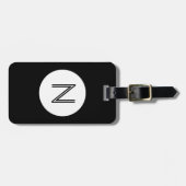 Zwart-Wit Cirkel Monogram Bagagelabel (Voorkant horizontaal)