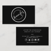 Zwart-wit  cirkel stempel Logo Visitekaartje (Voorkant / Achterkant)