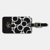 Zwart-wit cirkelpatroon met monogram bagagelabel (Voorkant horizontaal)