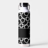 Zwart-wit cirkelpatroon met monogram waterfles (Voorkant)