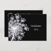 Zwart Wit Classic Afstuderen Queen Anne Lace Kaart (Voorkant / Achterkant)