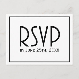 Zwart-wit Classic Eenvoudige Huwelijk RSVP Uitnodiging Briefkaart