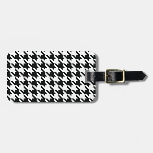 Zwart Wit Classic Houndstooth Check Bagagelabel (Voorkant horizontaal)