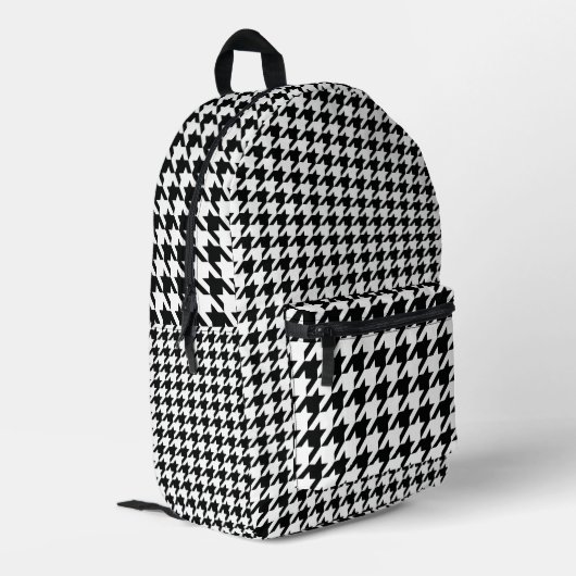 Zwart Wit Classic Houndstooth Check Bedrukte Rugzak (Achterkant Hoek Links)