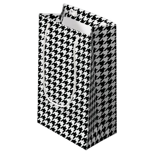Zwart Wit Classic Houndstooth Check Klein Cadeauzakje (Voorkant Gekanteld)