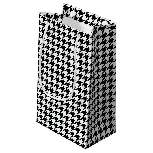 Zwart Wit Classic Houndstooth Check Klein Cadeauzakje (Achterkant Gekanteld)