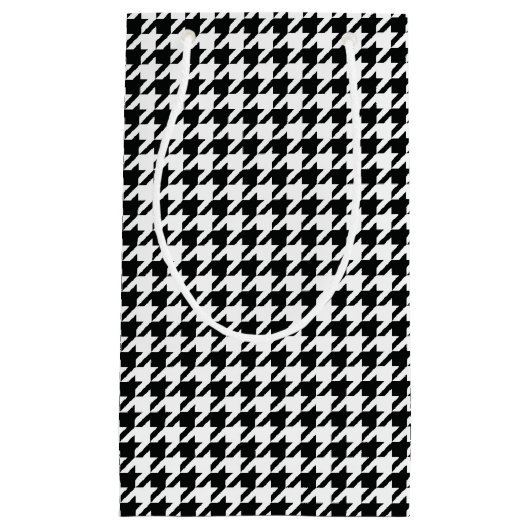 Zwart Wit Classic Houndstooth Check Klein Cadeauzakje (Voorkant)