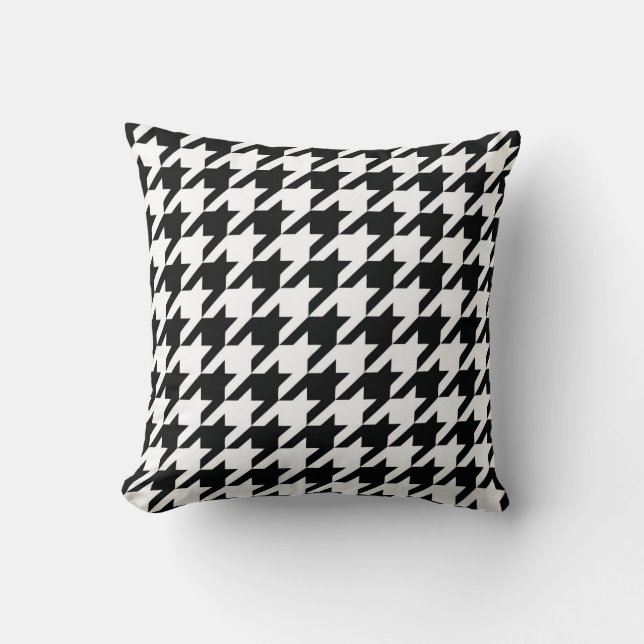 Zwart Wit Classic Houndstooth Check Kussen (Voorkant)