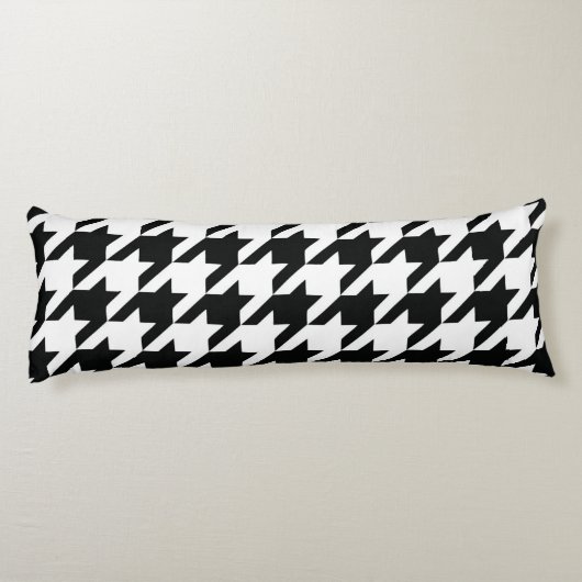 Zwart Wit Classic Houndstooth Check Lichaamskussen (Achterkant)