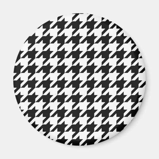Zwart Wit Classic Houndstooth Check Magneet (Voorkant)