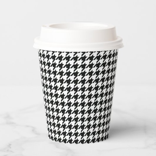 Zwart Wit Classic Houndstooth Check Papieren Bekers (Achterkant)