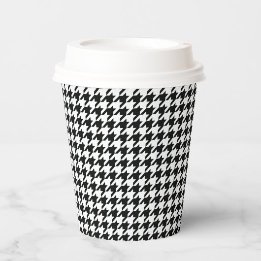 Zwart Wit Classic Houndstooth Check Papieren Bekers (Voorkant)