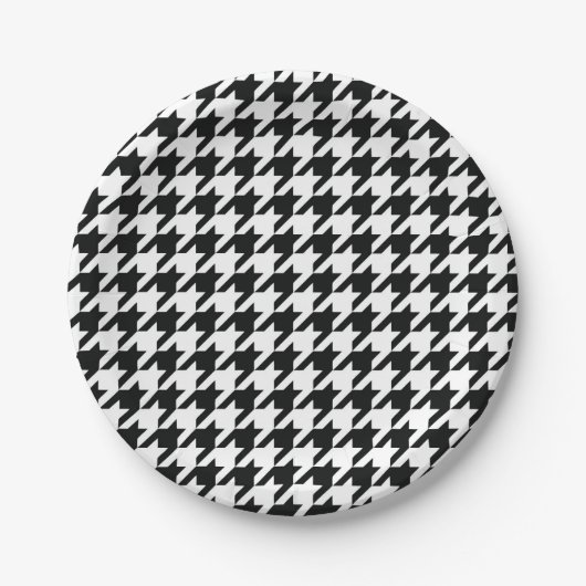 Zwart Wit Classic Houndstooth Check Papieren Bordje (Voorkant)