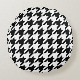 Zwart Wit Classic Houndstooth Check Rond Kussen
