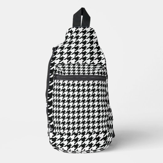 Zwart Wit Classic Houndstooth Check Sling Bag (Voorkant)