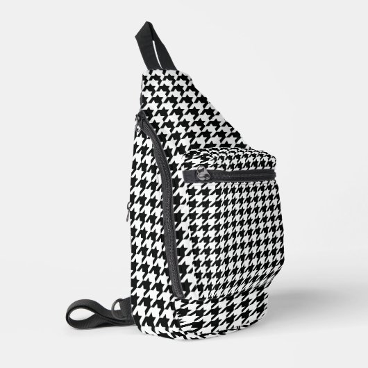 Zwart Wit Classic Houndstooth Check Sling Bag (Linkerhoek)