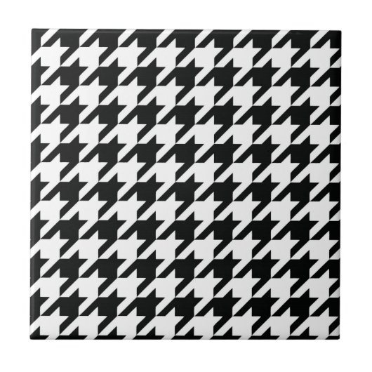 Zwart Wit Classic Houndstooth Check Tegeltje (Voorkant)