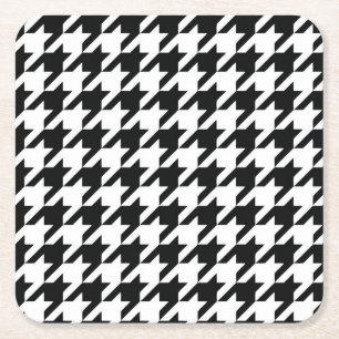 Zwart Wit Classic Houndstooth Check Vierkante Kartonnen Onderzetter