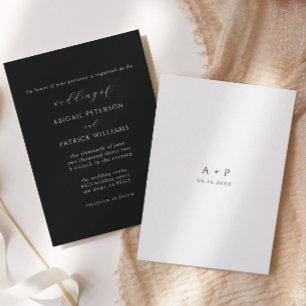 Zwart-wit Classic Minimal Wedding Kaart