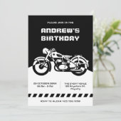 Zwart-wit Classic Motorfiets verjaardag Kaart (Staand voorkant)