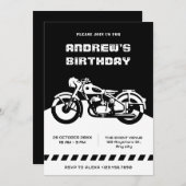 Zwart-wit Classic Motorfiets verjaardag Kaart (Voorkant / Achterkant)