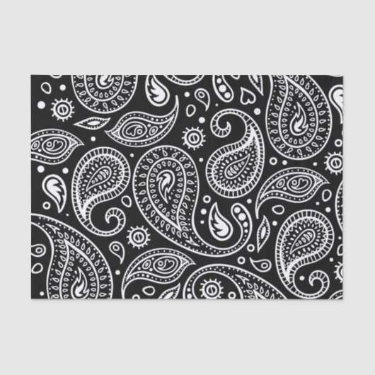  zwart-wit Classic Paisley Pattern Tissuepapier (Voorkant)