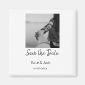 ZWART WIT CLASSIC save the date voeg QR naam datum Magneet (Voorkant)