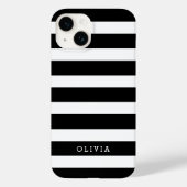 Zwart-wit Classic Stripes Monogram Case-Mate iPhone Case (Achterkant)