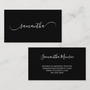 Zwart-wit Classy Curved Swash Handtekening Naam Visitekaartje