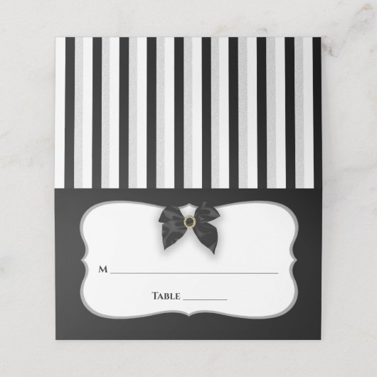 Zwart-wit, Classy Faux Bow/Ribbon, huwelijk (Buitenkant ongevouwen)