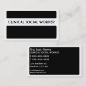 Zwart wit CLINICAL SOCIAL WORKER visitekaartjes (Voorkant / Achterkant)