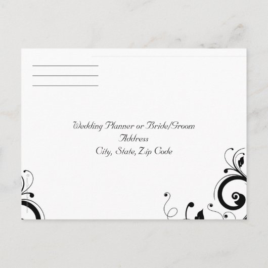 Zwart/Wit/Cobaltblauw Vet Draaikolk Bruiloft Uitnodiging Briefkaart (Achterkant)
