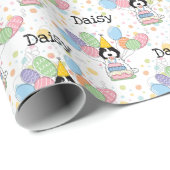 Zwart Wit Cockapoo Cavapoo Hond Verjaardag Cadeaupapier (Rol Hoek)