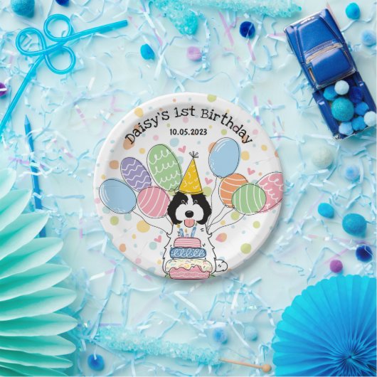 Zwart Wit Cockapoo Cavapoo Hond Verjaardag Papieren Bordje (Feest)