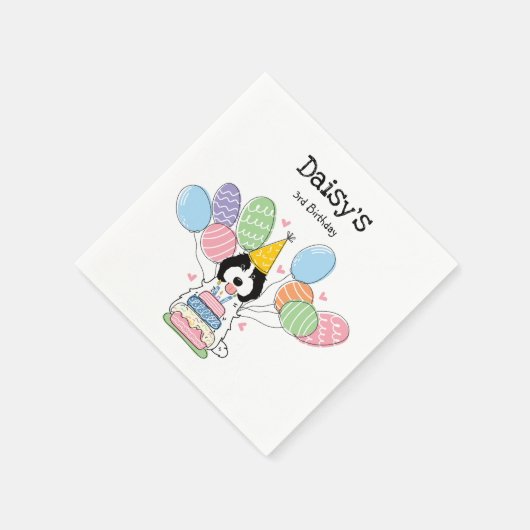 Zwart Wit Cockapoo Cavapoo Verjaardagsfeestpapier Servet (Hoek)