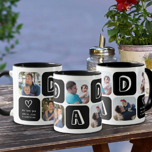 Zwart-wit collage van kinderen voor papa koffiemok