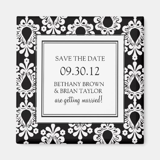 Zwart-wit Collectie Opslaan Datum magneet (Voorkant)