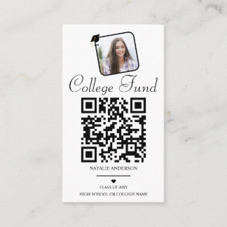 Zwart wit College Fund QR-Afstuderen Informatiekaartje