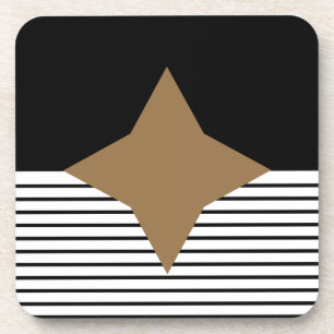 Zwart Wit Colorblock & Bruine Diamant Bier Onderzetter