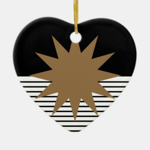 Zwart Wit Colorblock & Bruine Zon Keramisch Ornament