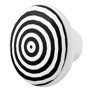 Zwart & Wit Concentrische Cirkels Optische Illusie Keramische Knop