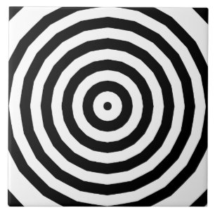 Zwart & Wit Concentrische Cirkels Optische Illusie Tegeltje