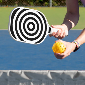 Zwart-wit concentrische cirkels pickleball paddle