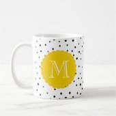 Zwart-wit Confetti Stippen Geel Monogram Mok (Links)